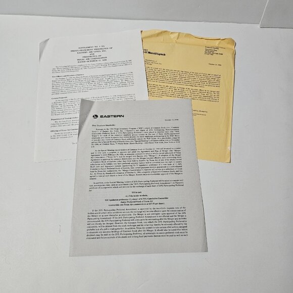 Eastern Air Lines inc 1986 Meeting Proxy Statement Prospectus Booklet Ephemera - Picture 6 of 10